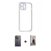 MARSİLYAN™- iPhone 12 Pro Max Kılıf Nova Asil Özel Seri - Siyah Bilvis Hayalet Cam Ekran Koruyucu + Yeşil Neon Fosforlu Kamera Lens