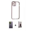 MARSİLYAN™- iPhone 12 Pro Max Kılıf Nova Asil Özel Seri - Siyah Bilvis Hayalet Cam Ekran Koruyucu + Yeşil Neon Fosforlu Kamera Lens