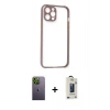 MARSİLYAN™- iPhone 12 Pro Max Kılıf Nova Asil Özel Seri - Siyah Bilvis Hayalet Cam Ekran Koruyucu + Neon Fosforlu Kamera Lens - YL