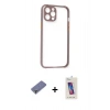 MARSİLYAN™- iPhone 12 Pro Max Kılıf Nova Asil Özel Seri - Siyah Joko 5D Cam + Gold Metal Kamera Lens Koruma Cam
