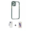 MARSİLYAN™- iPhone 12 Pro Max Kılıf Nova Asil Özel Seri - Siyah Joko 5D Cam + Lacivert Shine Kamera Lens