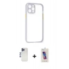MARSİLYAN™- iPhone 12 Pro Max Kılıf Nova Asil Özel Seri - Siyah Joko 5D Cam + Lacivert Shine Kamera Lens