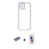 MARSİLYAN™- iPhone 12 Pro Max Kılıf Nova Asil Özel Seri - Siyah Joko 5D Cam + Renkli Kamera Lens Koruma Cam - MI