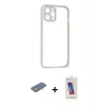 MARSİLYAN™- iPhone 12 Pro Max Kılıf Nova Asil Özel Seri - Siyah Joko 5D Cam + Renkli Kamera Lens Koruma Cam - YL