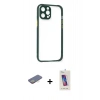 MARSİLYAN™- iPhone 12 Pro Max Kılıf Nova Asil Özel Seri - Siyah Joko 5D Cam + Renkli Kamera Lens Koruma Cam - SI