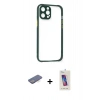 MARSİLYAN™- iPhone 12 Pro Max Kılıf Nova Asil Özel Seri - Siyah Joko 5D Cam + Renkli Kamera Lens Koruma Cam - MI