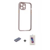 MARSİLYAN™- iPhone 12 Pro Max Kılıf Nova Asil Özel Seri - Siyah Joko 5D Cam + Renkli Kamera Lens Koruma Cam - PE