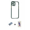 MARSİLYAN™- iPhone 12 Pro Max Kılıf Nova Asil Özel Seri - Siyah Joko 5D Cam + Shine Kamera Lens Koruma Cam - PE