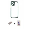 MARSİLYAN™- iPhone 12 Pro Max Kılıf Nova Asil Özel Seri - Siyah Joko 5D Cam + Shine Kamera Lens Koruma Cam - SABE