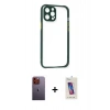 MARSİLYAN™- iPhone 12 Pro Max Kılıf Nova Asil Özel Seri - Siyah Joko 5D Cam + Turuncu Neon Fosforlu Kamera Lens