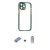 MARSİLYAN™- iPhone 12 Pro Max Kılıf Nova Asil Özel Seri - Siyah Joko Magic 5D Cam + Pembe Shine Kamera Lens Koruma Cam