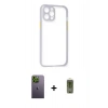 MARSİLYAN™- iPhone 12 Pro Max Kılıf Nova Asil Özel Seri - Siyah Joko Magic 5D Hayalet Cam + Neon Fosforlu Kamera Lens - YL