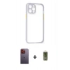MARSİLYAN™- iPhone 12 Pro Max Kılıf Nova Asil Özel Seri - Siyah Joko Magic 5D Hayalet Cam + Neon Fosforlu Kamera Lens - TU