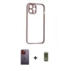 MARSİLYAN™- iPhone 12 Pro Max Kılıf Nova Asil Özel Seri - Siyah Joko Magic 5D Hayalet Cam + Neon Fosforlu Kamera Lens - TU