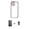 MARSİLYAN™- iPhone 12 Pro Max Kılıf Nova Asil Özel Seri - Siyah Joko Magic 5D Hayalet Cam + Neon Fosforlu Kamera Lens - BZ