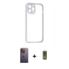 MARSİLYAN™- iPhone 12 Pro Max Kılıf Nova Asil Özel Seri - Siyah Joko Magic 5D Hayalet Cam + Neon Fosforlu Kamera Lens - SI