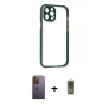MARSİLYAN™- iPhone 12 Pro Max Kılıf Nova Asil Özel Seri - Siyah Joko Magic 5D Hayalet Cam + Neon Fosforlu Kamera Lens - SI