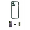 MARSİLYAN™- iPhone 12 Pro Max Kılıf Nova Asil Özel Seri - Siyah Joko Magic 5D Hayalet Cam + Neon Fosforlu Kamera Lens - YL