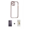 MARSİLYAN™- iPhone 12 Pro Max Kılıf Nova Asil Özel Seri - Siyah Mat Seramik Nano Ekran Koruyucu + Neon Fosforlu Kamera Lens - BZ