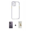 MARSİLYAN™- iPhone 12 Pro Max Kılıf Nova Asil Özel Seri - Siyah Mat Seramik Nano Ekran Koruyucu + Neon Fosforlu Kamera Lens - BZ