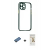 MARSİLYAN™- iPhone 12 Pro Max Kılıf Nova Asil Özel Seri - Siyah Mat Seramik Nano Ekran Koruyucu + Gold Shine Kamera Lens Koruma Cam