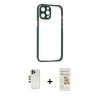 MARSİLYAN™- iPhone 12 Pro Max Kılıf Nova Asil Özel Seri - Siyah Mat Seramik Nano Ekran Koruyucu + Gold Shine Kamera Lens