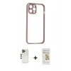 MARSİLYAN™- iPhone 12 Pro Max Kılıf Nova Asil Özel Seri - Siyah Mat Seramik Nano Ekran Koruyucu + Gold Shine Kamera Lens