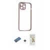 MARSİLYAN™- iPhone 12 Pro Max Kılıf Nova Asil Özel Seri - Siyah Mat Seramik Nano Ekran Koruyucu + Gold Shine Kamera Lens Koruma Cam