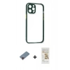 MARSİLYAN™- iPhone 12 Pro Max Kılıf Nova Asil Özel Seri - Siyah Mat Seramik Nano Ekran Koruyucu + Metal Kamera Lens Koruma Cam - KI