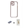 MARSİLYAN™- iPhone 12 Pro Max Kılıf Nova Asil Özel Seri - Siyah Mat Seramik Nano Ekran Koruyucu + Mavi Renkli Kamera Lens Koruma Cam