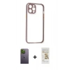 MARSİLYAN™- iPhone 12 Pro Max Kılıf Nova Asil Özel Seri - Siyah Mat Seramik Nano Ekran Koruyucu + Neon Fosforlu Kamera Lens - YL