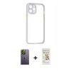 MARSİLYAN™- iPhone 12 Pro Max Kılıf Nova Asil Özel Seri - Siyah Mat Seramik Nano Ekran Koruyucu + Neon Fosforlu Kamera Lens - YL