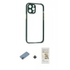 MARSİLYAN™- iPhone 12 Pro Max Kılıf Nova Asil Özel Seri - Siyah Mat Seramik Nano Ekran Koruyucu + Pembe Shine Kamera Lens Koruma Cam