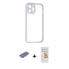 MARSİLYAN™- iPhone 12 Pro Max Kılıf Nova Asil Özel Seri - Siyah Mat Seramik Nano Ekran Koruyucu + Renkli Kamera Lens Koruma Cam - PE