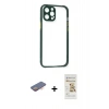 MARSİLYAN™- iPhone 12 Pro Max Kılıf Nova Asil Özel Seri - Siyah Mat Seramik Nano Ekran Koruyucu + Renkli Kamera Lens Koruma Cam - TU