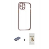 MARSİLYAN™- iPhone 12 Pro Max Kılıf Nova Asil Özel Seri - Siyah Mat Seramik Nano Ekran Koruyucu + Renkli Kamera Lens Koruma Cam - PE