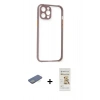 MARSİLYAN™- iPhone 12 Pro Max Kılıf Nova Asil Özel Seri - Siyah Mat Seramik Nano Ekran Koruyucu + Renkli Kamera Lens Koruma Cam - YL