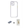 MARSİLYAN™- iPhone 12 Pro Max Kılıf Nova Asil Özel Seri - Siyah Mat Seramik Nano Ekran Koruyucu + Renkli Kamera Lens Koruma Cam - YL