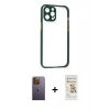MARSİLYAN™- iPhone 12 Pro Max Kılıf Nova Asil Özel Seri - Siyah Mat Seramik Nano Ekran Koruyucu + Sarı Neon Fosforlu Kamera Lens