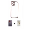 MARSİLYAN™- iPhone 12 Pro Max Kılıf Nova Asil Özel Seri - Siyah Mat Seramik Nano Ekran Koruyucu + Neon Fosforlu Kamera Lens - TU