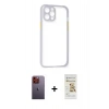 MARSİLYAN™- iPhone 12 Pro Max Kılıf Nova Asil Özel Seri - Siyah Mat Seramik Nano Ekran Koruyucu + Neon Fosforlu Kamera Lens - TU