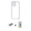MARSİLYAN™- iPhone 12 Pro Max Kılıf Nova Asil Özel Seri - Siyah Polymer Nano Ekran Koruyucu + Sarı Renkli Kamera Lens Koruma Cam