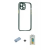MARSİLYAN™- iPhone 12 Pro Max Kılıf Nova Asil Özel Seri - Siyah Polymer Nano Ekran Koruyucu + Shine Kamera Lens Koruma Cam - MI