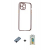 MARSİLYAN™- iPhone 12 Pro Max Kılıf Nova Asil Özel Seri - Siyah Polymer Nano Ekran Koruyucu + Siyah Metal Kamera Lens Koruma Cam