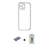 MARSİLYAN™- iPhone 12 Pro Max Kılıf Nova Asil Özel Seri - Siyah Polymer Nano Ekran Koruyucu + Renkli Kamera Lens Koruma Cam - YL