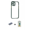 MARSİLYAN™- iPhone 12 Pro Max Kılıf Nova Asil Özel Seri - Siyah Polymer Nano Ekran Koruyucu + Renkli Kamera Lens Koruma Cam - YL