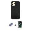 MARSİLYAN™- iPhone 12 Pro Max Kılıf Nova Çizgi - Şeffaf 360 Full Body Arka Koruyucu + Gold Metal Kamera Lens Koruma Cam