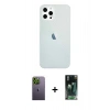 MARSİLYAN™- iPhone 12 Pro Max Kılıf Nova Çizgi - Şeffaf 360 Full Body Arka Koruyucu + Neon Fosforlu Kamera Lens - YL