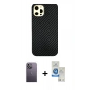 MARSİLYAN™- iPhone 12 Pro Max Kılıf Nova Çizgi - Şeffaf Royal Nano Ekran Koruyucu + Neon Fosforlu Kamera Lens - BZ