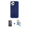 MARSİLYAN™- iPhone 12 Pro Max Kılıf Nova Çizgi - Şeffaf Royal Nano Ekran Koruyucu + Neon Fosforlu Kamera Lens - BZ